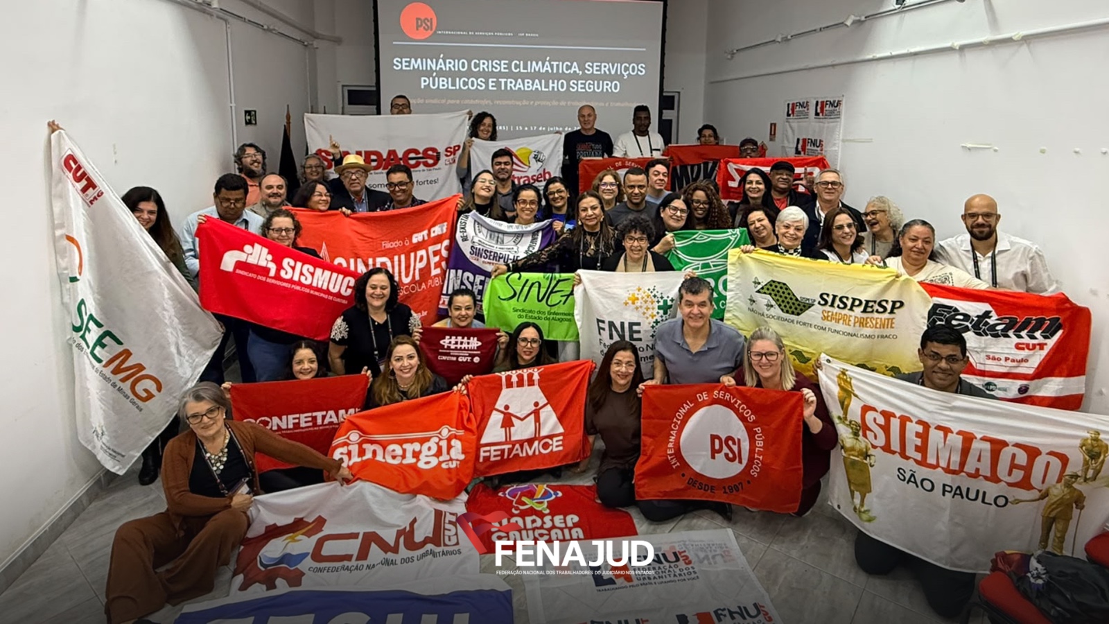 Fenajud participa de seminário sobre crise climática e trabalho seguro promovido pela Internacional de Serviços Públicos – PSI